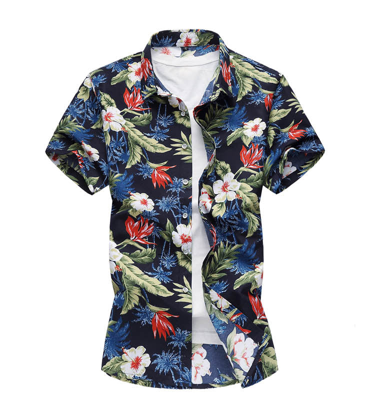 Chemise à Fleurs Homme Bleu Nuit