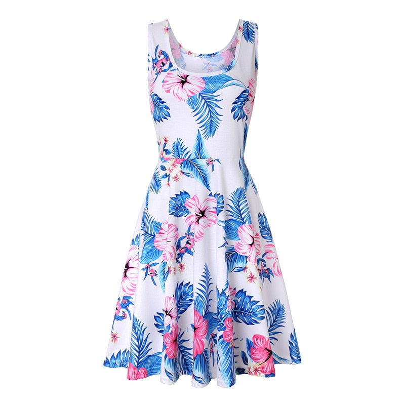 Robe Fleurie Mi-Longue Débardeur Tropical <br> Grandes Tailles