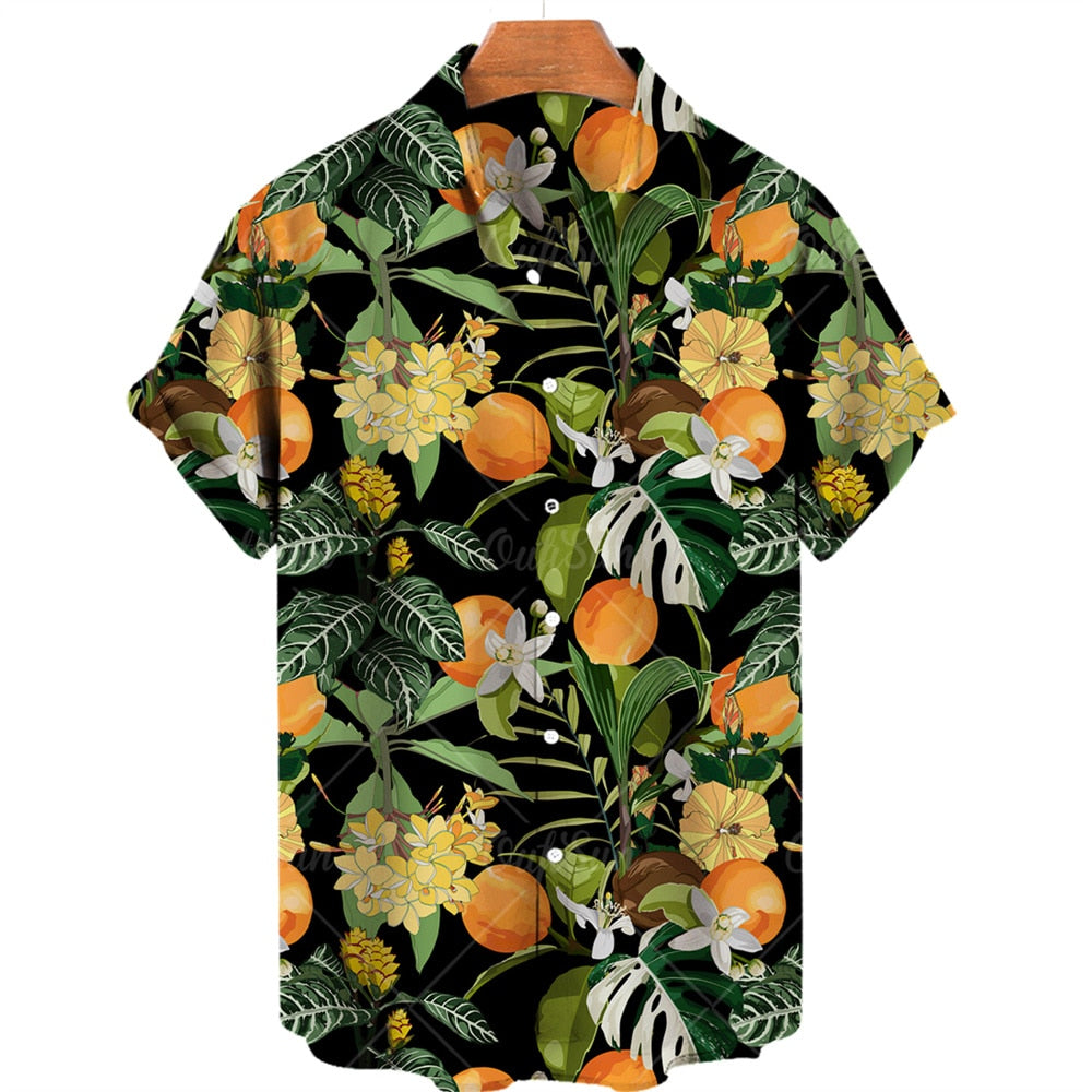 Chemise Fleurie Oranges Tropicales