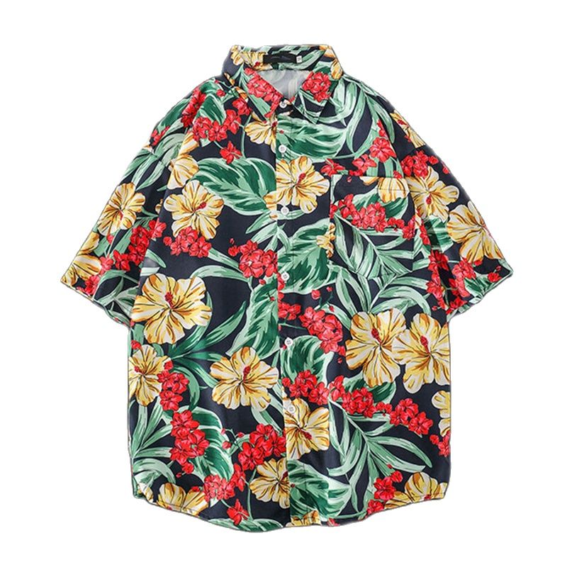 Chemise Fleurie Rouge et Or