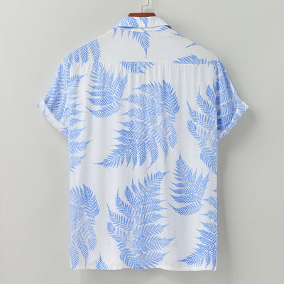 Chemise Hawaienne Blanche Fougère Tropicale
