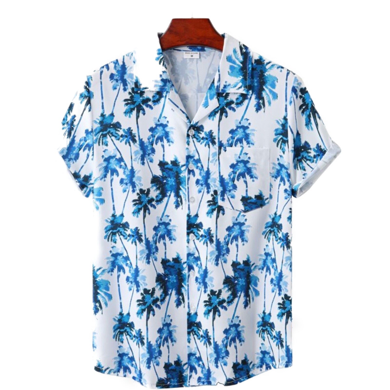 Chemise Hawaienne Ample Palmiers Bleus