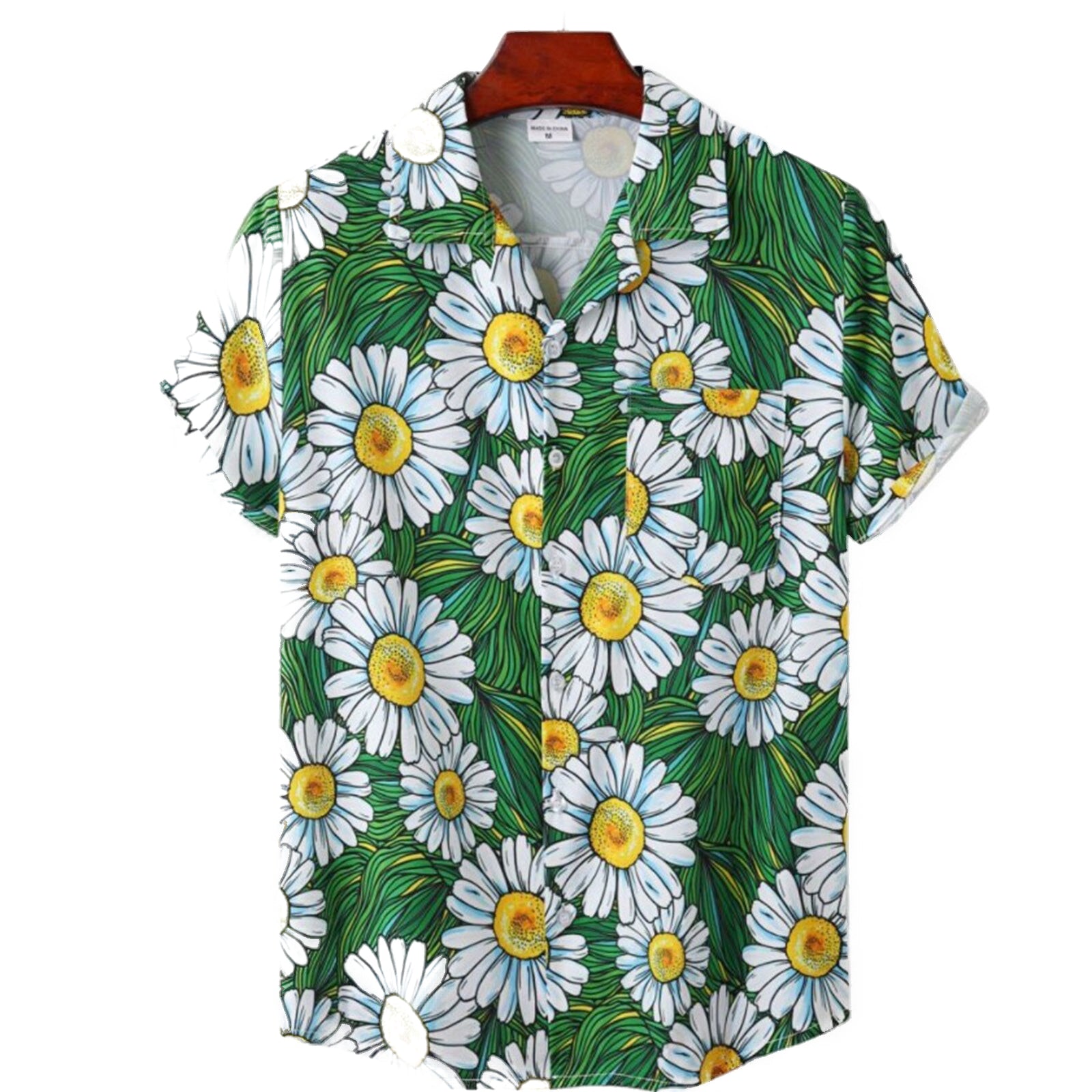 Chemise Hawaienne Ample Verte Fleurie